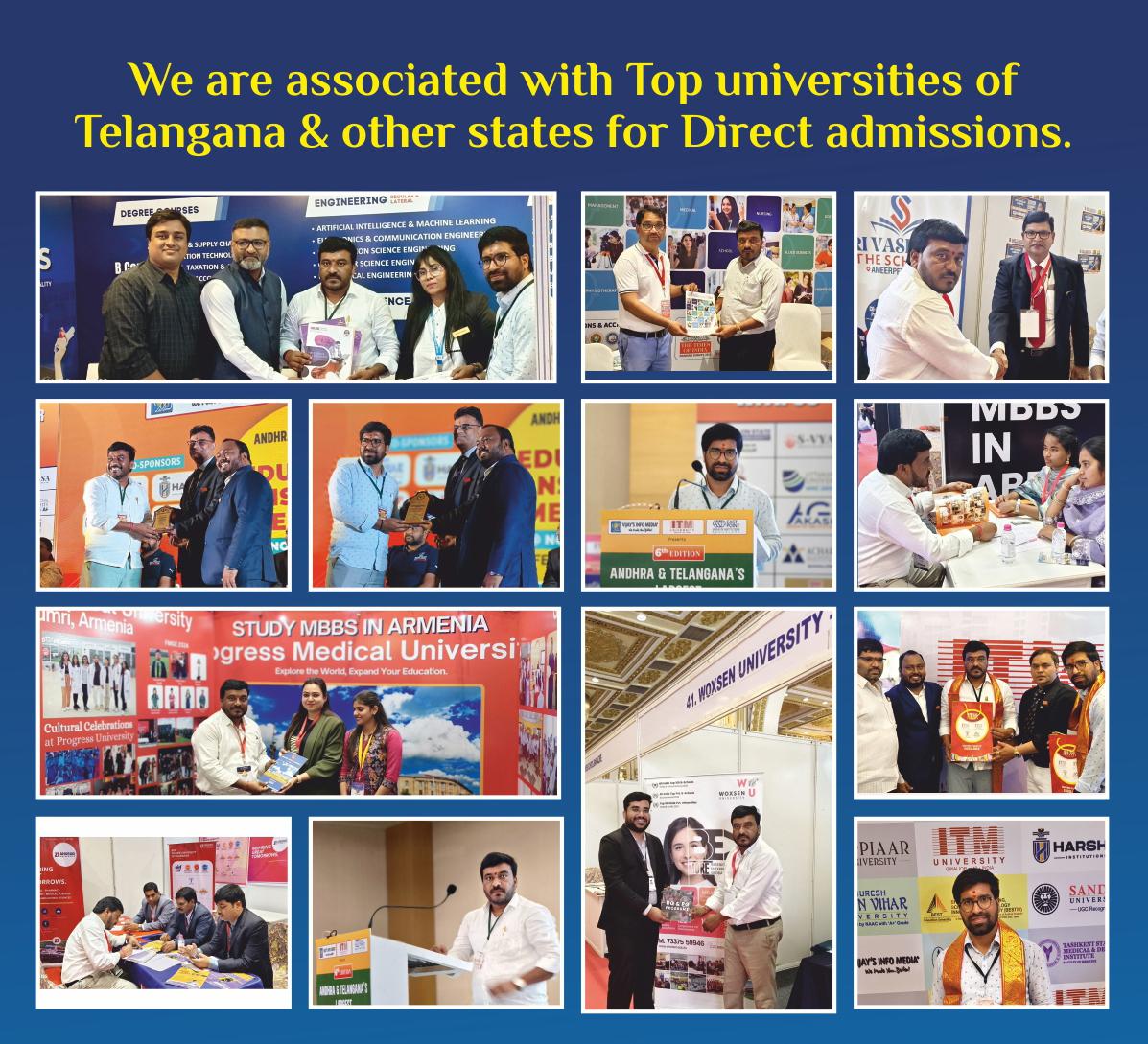 We are associated with Top Universities of Telangana and other states for Direct Admissions